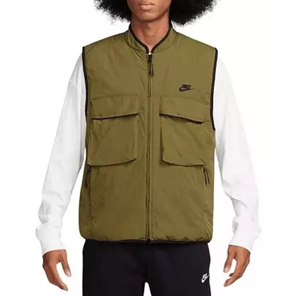 NEW Nike Men's Tech Woven Utility Vest Mens Large Pacific Moss Green Zip Pockets - Picture 1 of 9